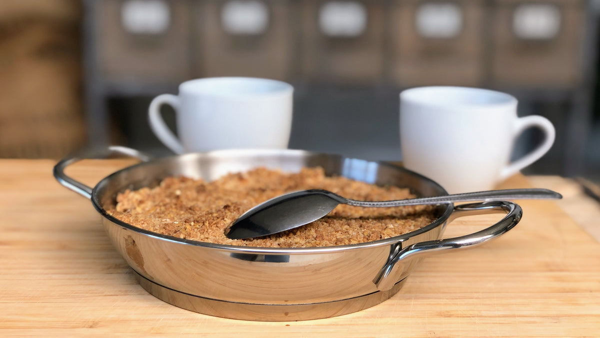 Crumble de flocons d'avoine aux pommes épicé