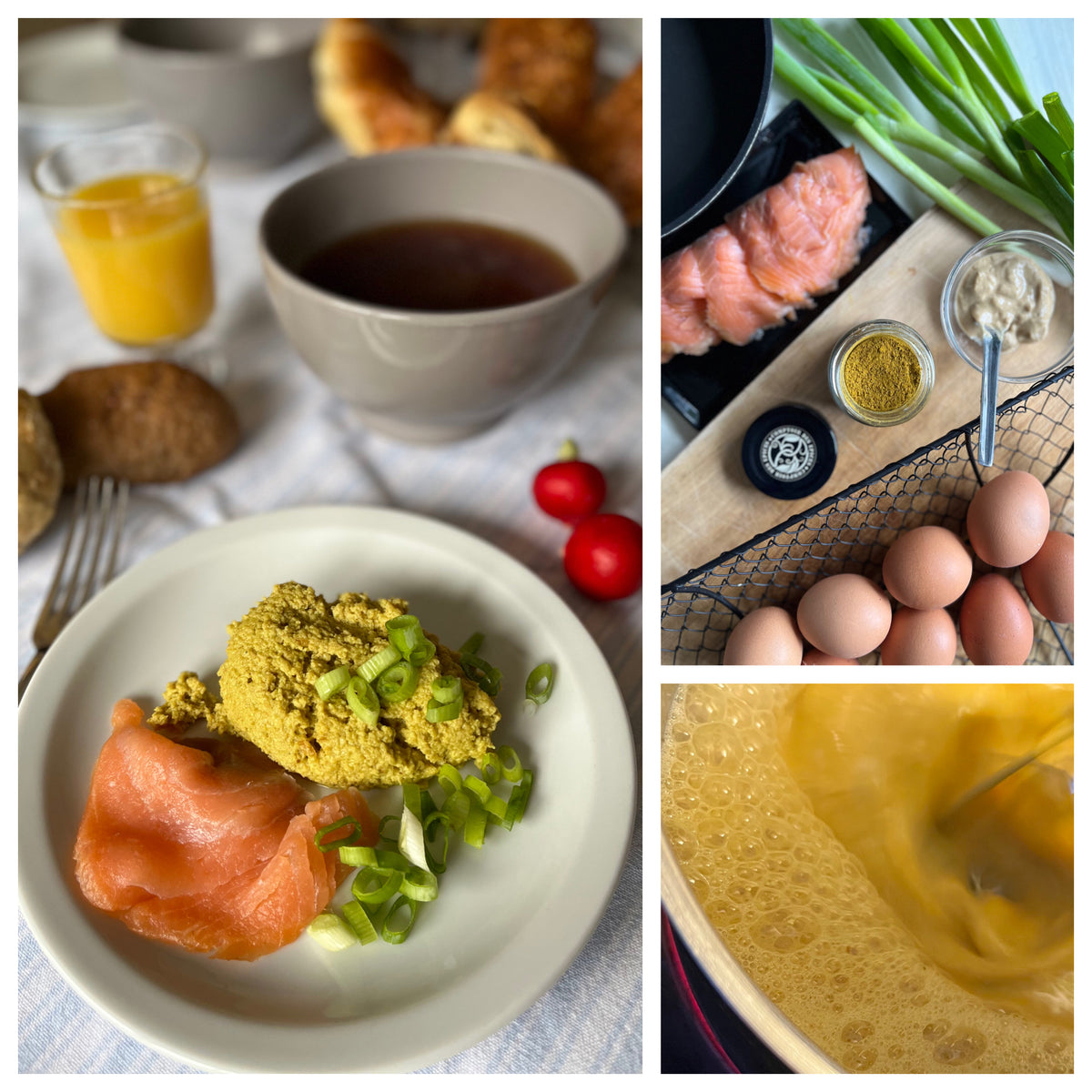 Oeufs brouillés à la moutarde et au curry